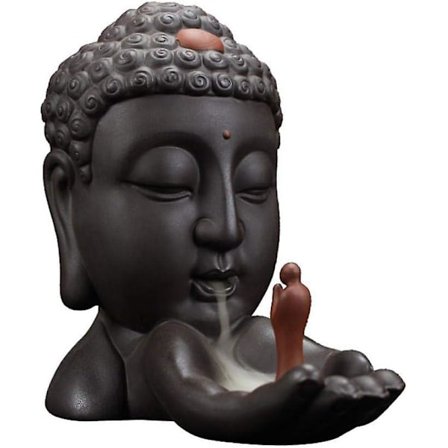 Rökelsebrännare med backflow och backflow-rökelsekon, keramisk rökelsebrännare för hemmet (buddha-rökelsebrännare)