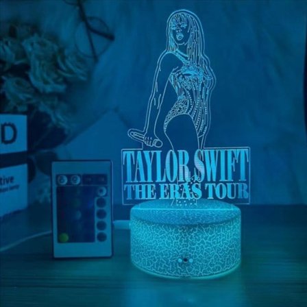 Taylor Swift nattlampe, 3D-illusjon nattlampe med fjernkontroll, jentelamper, 16 farger LED-nattlampe for barneromsdekor C