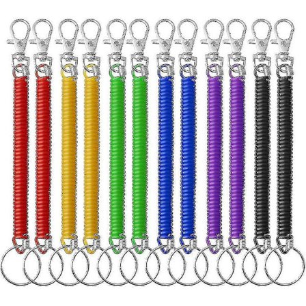 12 kpl Venyvät Kierre Avaimenperät, Värikkäät Muoviset Avaimenperän Jousi Avaimenpidikkeet