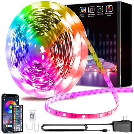 15M RGB LED-slinga 5050 Bluetooth-kompatibel med smart kontroll[JUN]