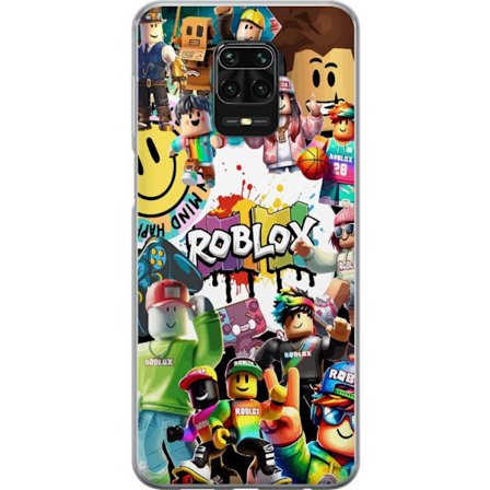 Xiaomi Redmi Note 9S Gjennomsiktig deksel Roblox graffiti collage med fargerike figurer, vibrerende mønstre og energiske elementer i en urban leken s