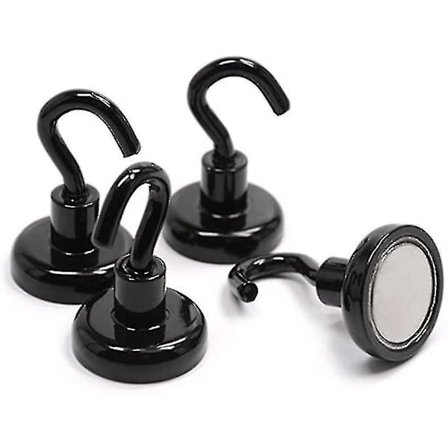 Neodymium Jern Boron Super Magnetiske Kroge (3 stk - sort)