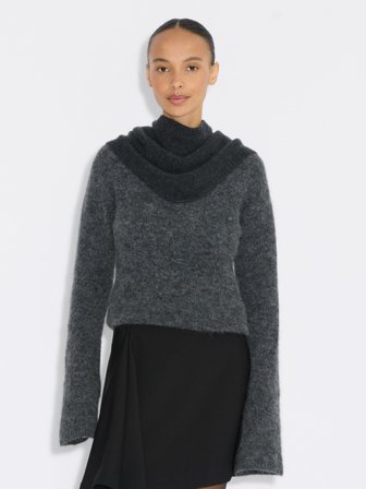 Holzweiler - Cashmere Triangle Neck Scarf - Dk. Grey - One size