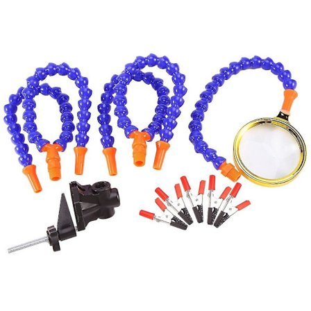 Bordsvinget bordklemme loddestation med 5 stk fleksible arme loddekolbeholder printkort svejsning R