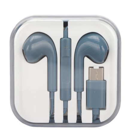 Typ C Hörlurar Brusreducerande Inbyggd Mikrofon Typ C Trådbundna Hörlurar för Xiaomi för Huawei Blå