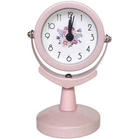 Radiovækkeur, radiofrekvens vækkeur, analog vækkeur, bordvækkeur, ingen tikkende lyd - pink, 6 x 9,5 cm