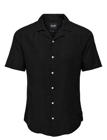 Onscaiden Life Ss Solid Resort Linennoos Black ONLY & SONS
