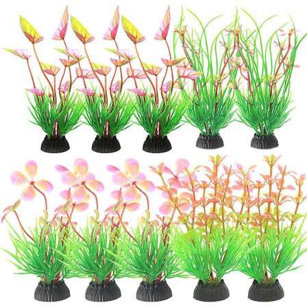 10 st akvarium dekorativa växter plast, akvarium dekoration, fisk tank tillbehör dekorationer.