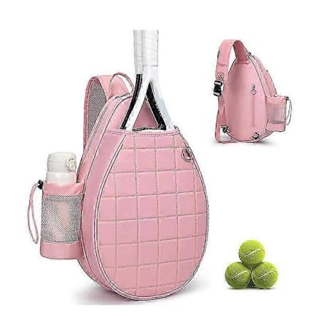 Laadukas tenniskassi, tikattu tennisreppu johon mahtuu 2 mailaa, vedenpitävä Crossbody Sling Pickleball -kassi naisille, miehille ja nuorille