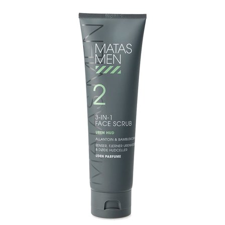 3 for 2 - Matas Striber Men Face Scrub 3-in-1 til Uren Hud Uden Parfume 150 g, Mænd, Ansigtspleje, Masker