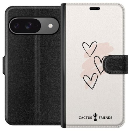 Kompatibelt Plånboksfodral till Google Google Pixel 9 Pro Cactus and Friends - Soft Romance Sketch