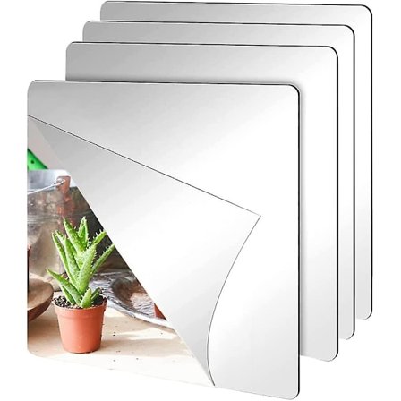 Selvklæbende spejl, 4 stk. 20x20 Selvklæbende spejlplader Selvklæbende spejl spejlplader Ikke-glas, plastmateriale - Perfekt