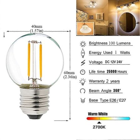DC AC 12V 24V Lågspänningslampa E27 E12 E14 Led Filament Glödlampor 2200K 2700K Edison Led Lampa För Trädgård Båt Batteri Belysning DC AC 12V
