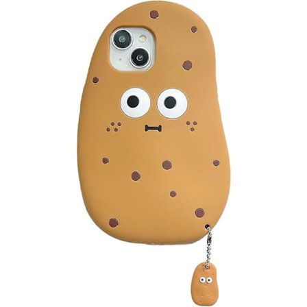 Bjørne-deksel til iPhone 15 Pro Max, Kawaii Telefondeksler 3D Silikon Tegneserie Potet med Nøkkelring Morsomt Søtt Deksel Myk Gummi Støtsikkert 