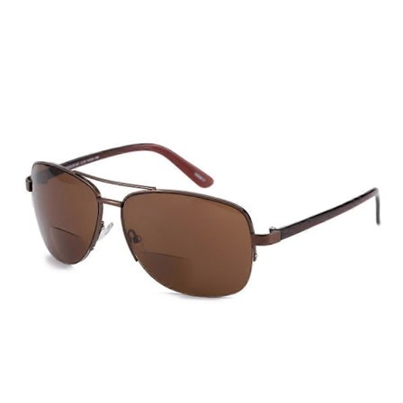 Bifokale lesebriller solbriller for menn og kvinner, sollesere, halvramme, presbyopiske +1.0 til +3.5 (LGL)