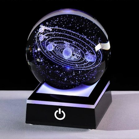 8 cm K9 Krystal 3D Solsystem Klode, Udskåret Solsystem Stjerneplanet Model Ornament, Videnskabelig Kosmisk Astronomi G...-FQ-