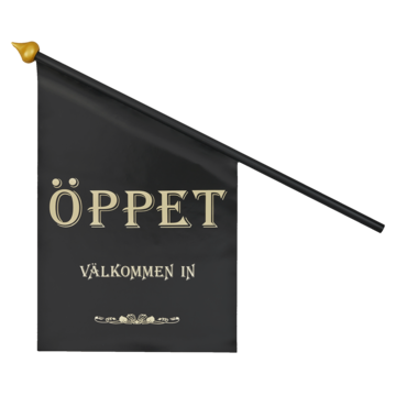 ÅPENT FLAGG SVART/GULL*