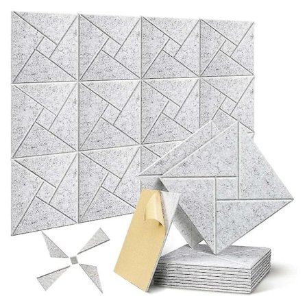 12 Pakkaus Itsekiinnittyviä Akustiikkalevyjä, 12 X 12 X 0,4 tuuman Äänieristetty Akustinen Vaahto, Koti Studio Toimistoon (hopeanharmaa)