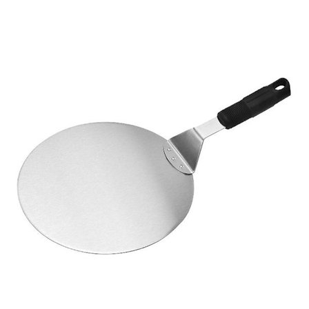 Rund pizzaskall i rustfritt stål med sklisikkert håndtak, ideell for kaker, pizzaer og paier
