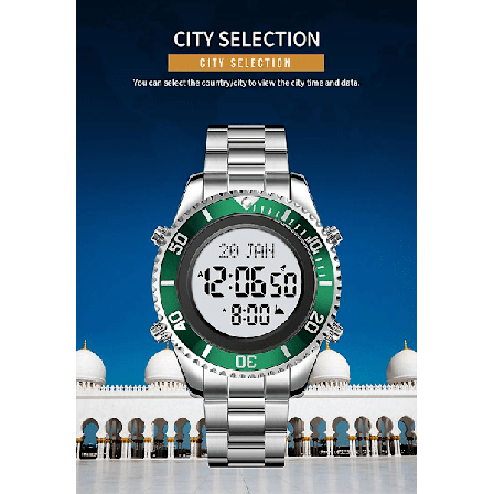 Herre Pilgrimsreise Klokke Multifunksjon Påminnelse Vanntett Elektronisk Klokke (FMY)