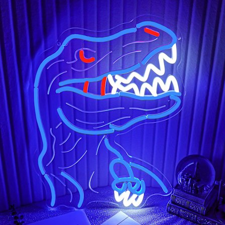 Neon Sininen Dinosauruskyltti Valo LED Ripustettava Kyltti Lastenhuoneen Seinäkoristeeseen Juhliin Loma Syntymäpäivälahja