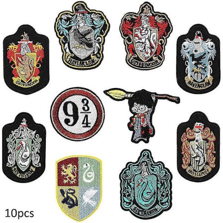 10 st Harry Potter Tecknade Broderade DIY Sy På/Stryk På Applikation Reparationslappar
