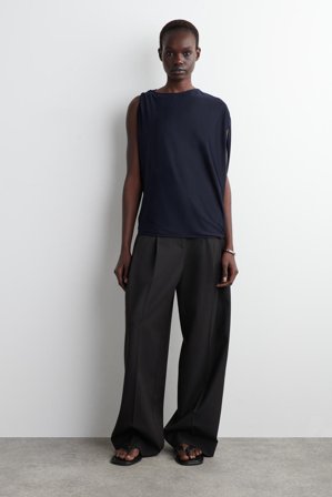 COS Women's Top Drappeggiato In Jersey in Blu