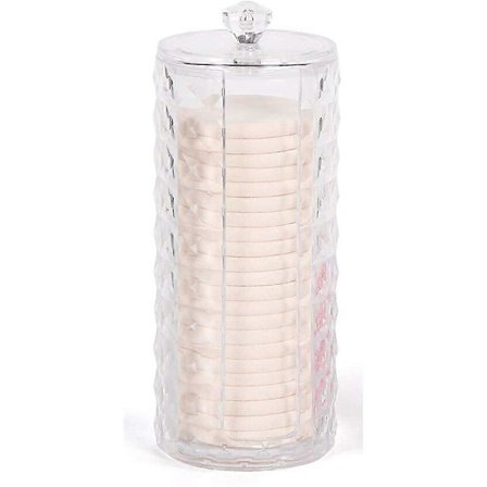 Bomullsrondellhållare Sminkorganisatör Förvaringslåda för Bomullspinnar Bomullsrondeller Förvaring Transparent med Lock[SL]