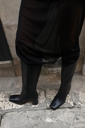 Premium Selection Bottes ajustées en cuir à bout carré - Chaussures en cuir - Noir - EU 36