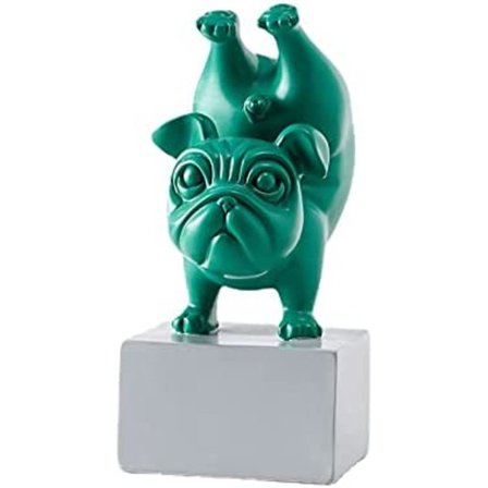 Yoga Fransk Bulldog Statue i Resin, Hundefigurer i Resin, Nordisk Kreativ Tegneserie Dyreskulptur, Børneværelsesindretning Håndværk (Grøn)