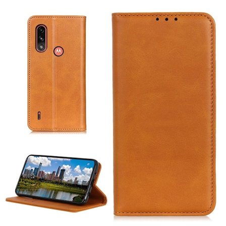 Äkta läder Motorola Moto E7 Power fodral - Brun