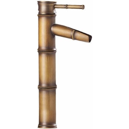 Vintage Antik Brons Full Koppar Bambu Hotell Badrum Kök Blandare Kran Vask Kran, Koppar, 3 Leder Bryta Mun