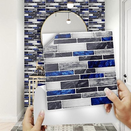 Fliser klistremerker bad og kjøkken 10 stk 10x10 cm - Selvklebende veggdekorasjon i vanntett PVC sementfliser mosaikk