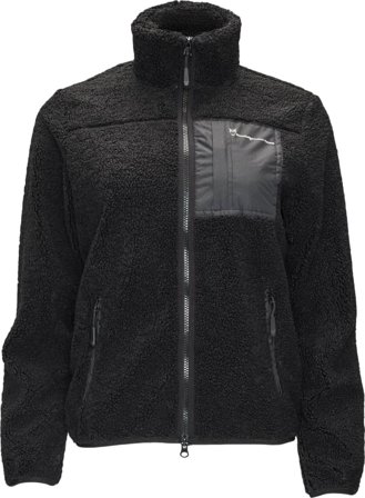 Knowledge Cotton Apparel Women's Betony Teddy High Neck Zip Jacket Women Mid layer tops Black S