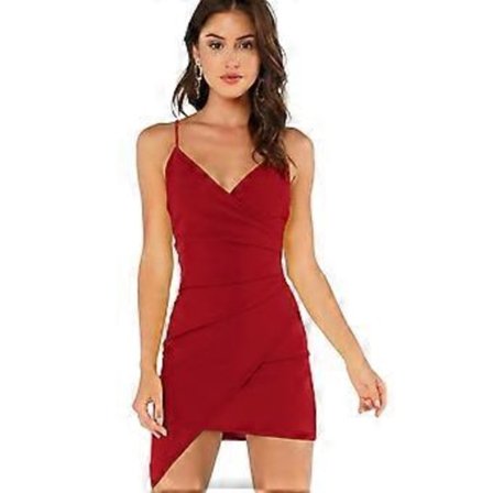 Sexy, rynket, asymmetrisk V-hals bodycon cami-kjole for kvinner (style930)