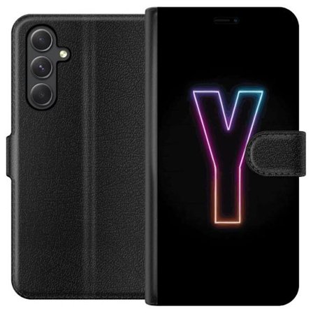 Kompatibel Tegnebogsetui til Samsung Samsung Galaxy A05s Minimalistisk neonbogstav Y i farveskiftende lys mod sort baggrund