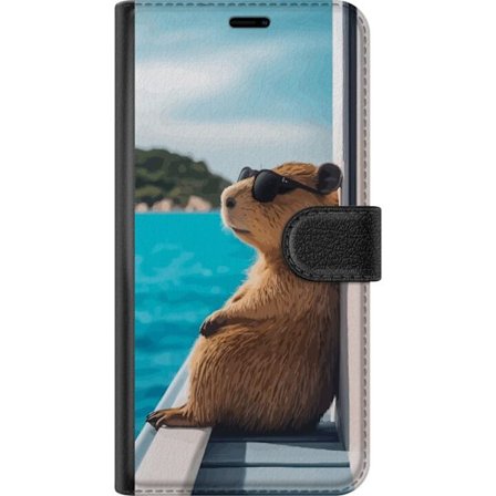 Kompatibelt Lommeboketui til Samsung Samsung Galaxy A56 Avslappet kapibara med solbriller ved sjøen, morsomt og humoristisk motiv som sprer glede og