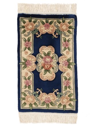 Håndknyttet Kina 90 Line Teppe 52X86 Svart/Beige