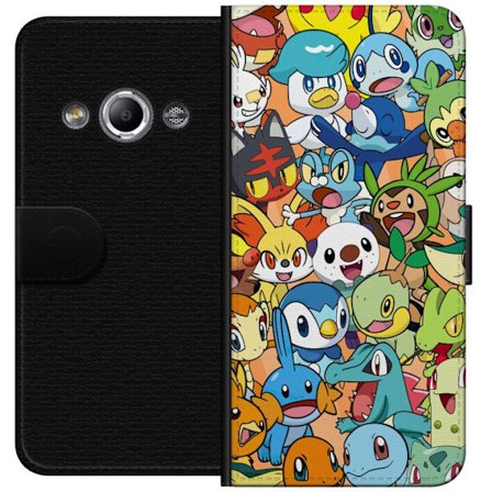 Yhteensopiva Lompakkokotelo Samsung Galaxy Xcover 3 Pokémon kollaasi - Pikachu ja ystävät värikkäässä piirrosasuunnittelussa