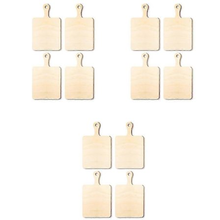 12 stk Tomme Mini Treskjærebrett med Håndtak Liten Skjærebrett DIY Hjem Kjøkken Matlaging Grønnsaksdekor A Trefarge