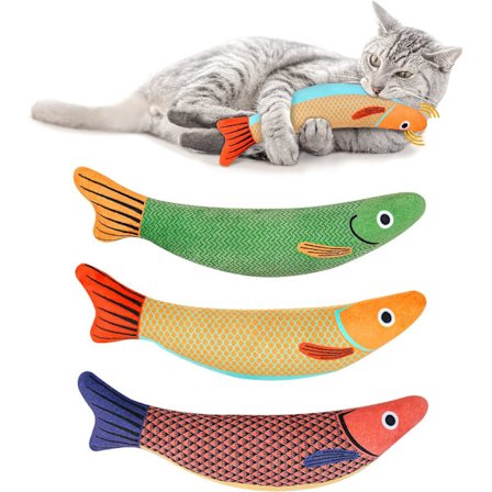 Ocean Cat Toys, 3-pack kattnip-leksaker, kattnip-fisk, interaktiva
