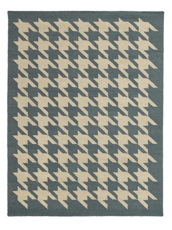 Houndstooth Tapis - Bleu/Beige 200X300 Laine