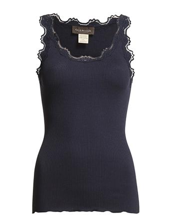 Silk Top W/ Lace T-shirts & Tops Sleeveless Sininen Rosemunde
