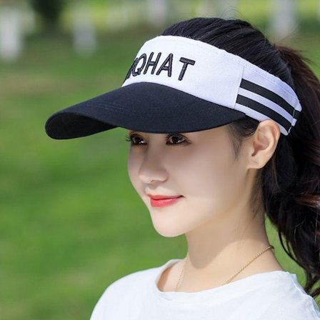 Basebollkeps, otäckt solskydd, solskyddande sportkeps med ankunge (svart brätte och vitt)