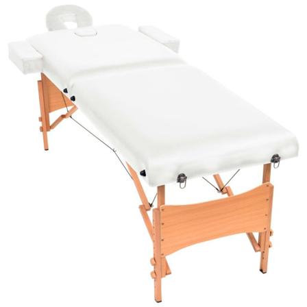 Vidaxl Hopfällbar Massagebänk 2 Sektioner 10 Cm Tjock Vit Vit