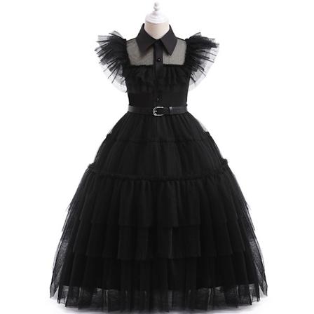 Jentekjole cosplay Wednesday Brigitte prinsessekjole blonder puff erme barnekjole + belte-Xin Skirt + belt 120