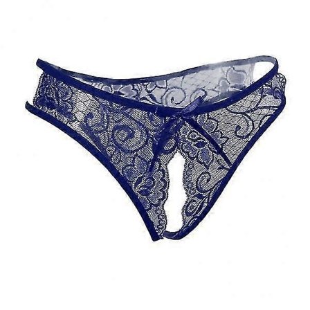 4x Sexy blondeundertøy med blomsterblonde for kvinner, truser uten skritt, undertøy, blå