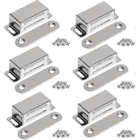 Magnetiska skåpdörrmagneter 10 kg Kraftfull skåpmagnet i rostfritt stål Skåpdörrmagnet (6 stycken) (Rostfria stålskruvar) - RIpj