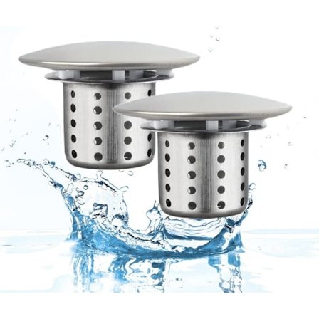 2-pak Rustfrit Stål Badeværelsesvask Afløbssi Filter