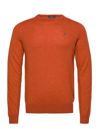 Merino Ck Strikket Trøje Med Rund Hals Orange Morris